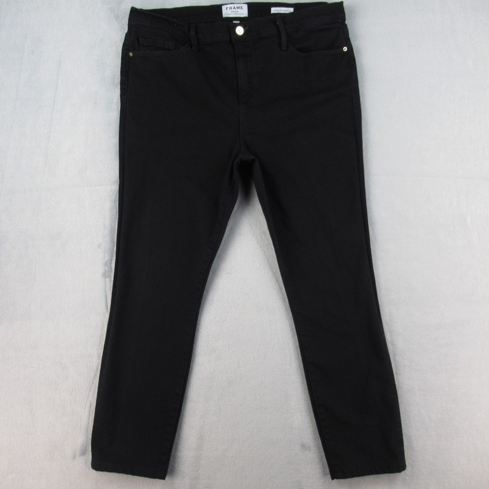 FRAME Le Skinny de Jeanne Crop Jeans Black Film Noir Size 33 COLC403 Womens